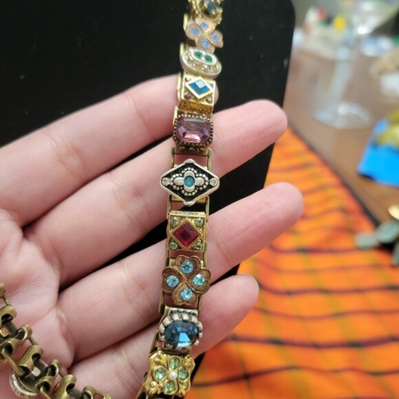 Unique Rare Victorian Renaissance Brass Book Chain Necklace - Picture 4 of 10